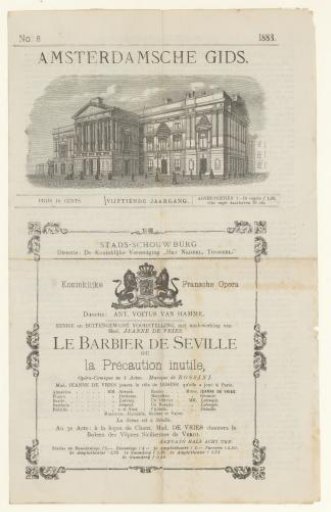 Amsterdamsche Gids with an Advertisement for the Performance Le Barbier de Seville, 1883