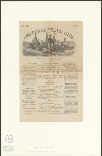 Programme for a concert performance in the Paleis voor Volksvlijt