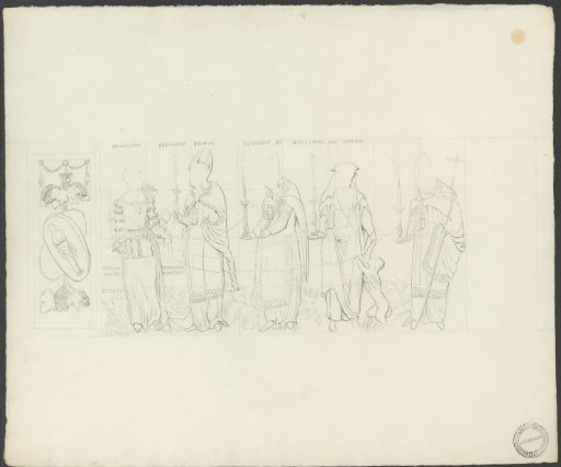 Panel with bishops and cardinal