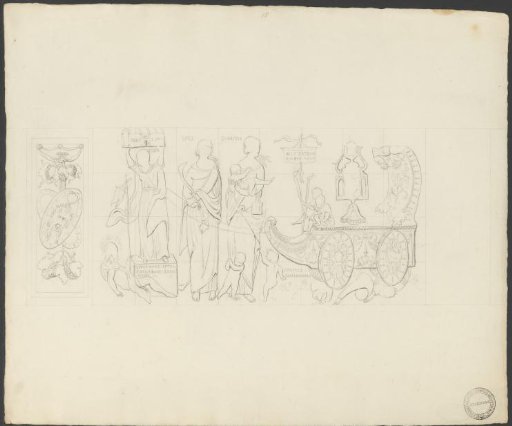 Panel with virtues and triumphal chariot