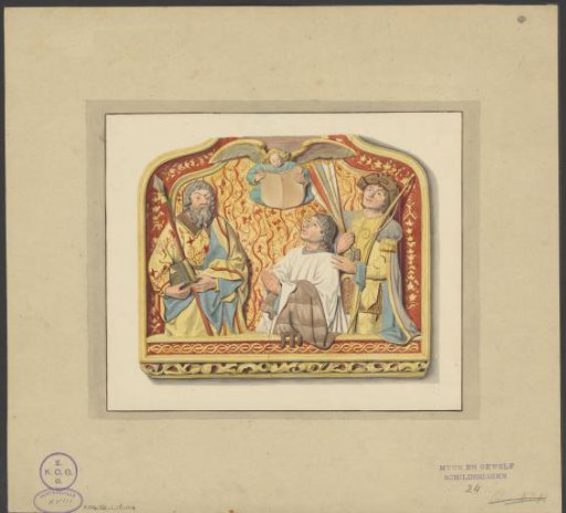 Mural with a patron, Longinus and Sebastian