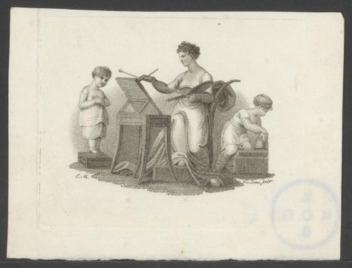 Woman painting with two children