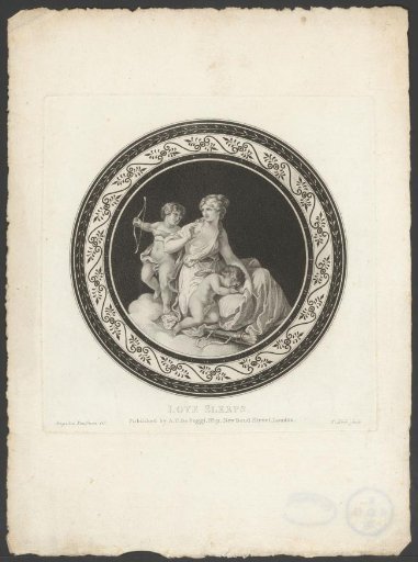 Cupid sleeps on the knee of Venus