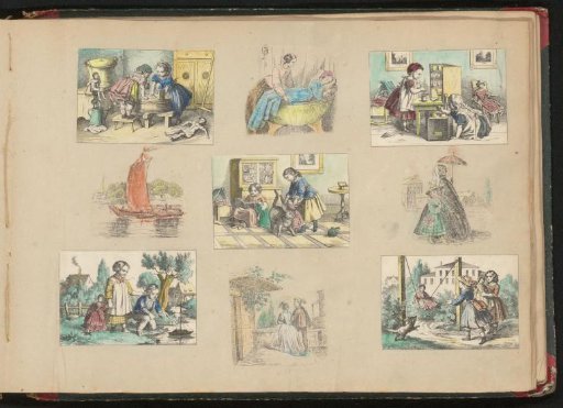 Album page with 9 print fragments