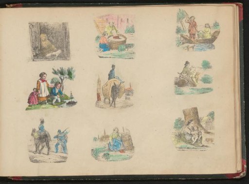 Album page with 9 print fragments