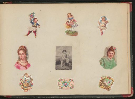 Album page with 9 pasted prints