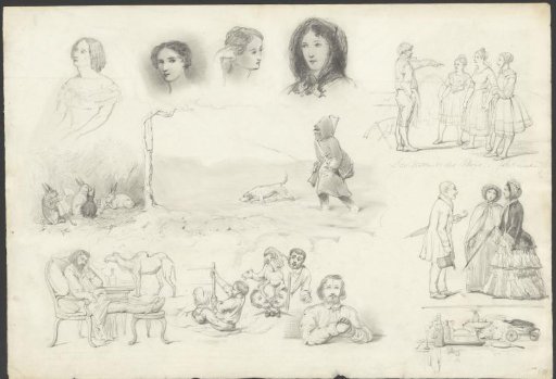 Sketch Sheet with People and Animals