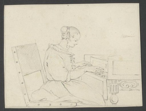 Woman playing a harpsichord