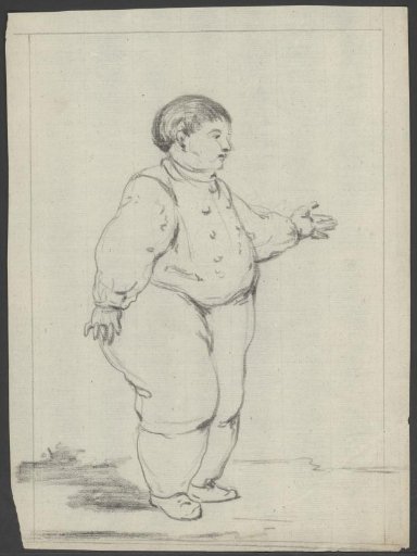 Standing young man with raised hand