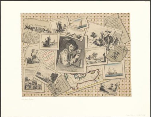 Imposter with 'Two Cows Seen from Behind' by Paulus Potter and a map of the Mediterranean Sea