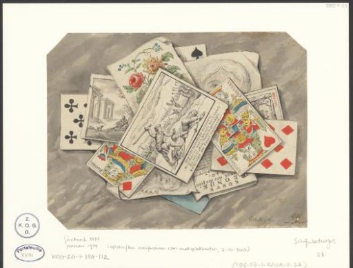 Charlatan with the Print David Kills Goliath, Playing Cards and Drawings