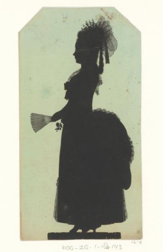 Silhouette portrait of an unknown standing woman