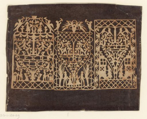 Three Paper-Cuttings with Letters and Figures