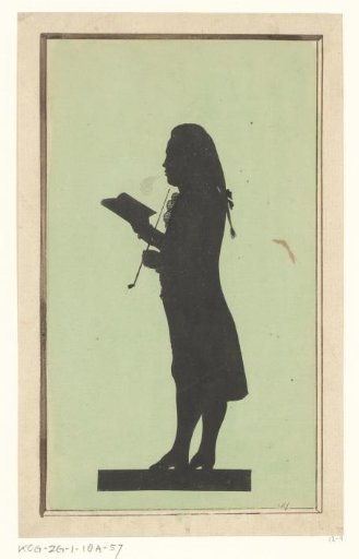 Silhouette of a standing man with a pipe and open book