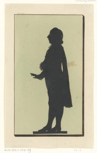Silhouette Portrait of an Unknown Standing Man with Raised Hand