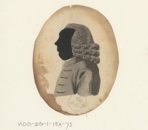 Silhouette portrait of an unknown man with a wig