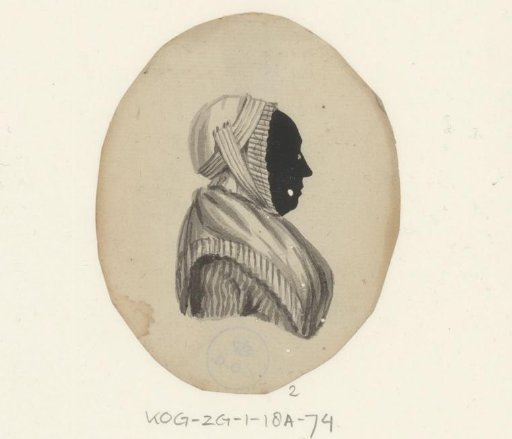 Silhouette portrait of an unknown woman in costume