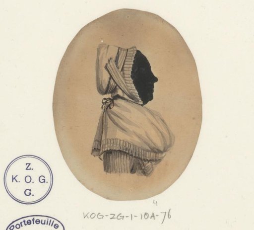 Silhouette portrait of an unknown woman in costume