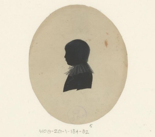 Silhouette portrait of an unknown boy with a pleated collar