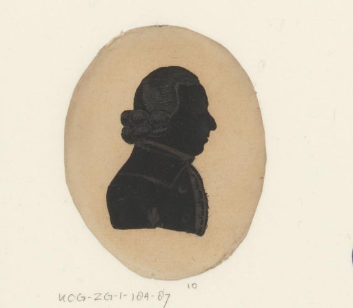 Silhouette portrait of an unknown man with a wig