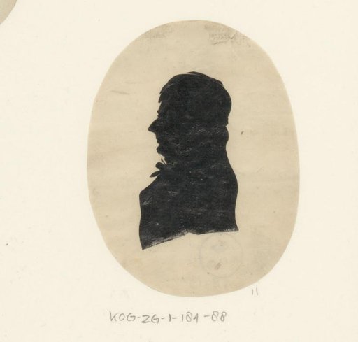 Silhouette portrait of an unknown man with a wig