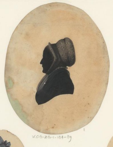 Silhouette portrait of an unknown old woman with a cap