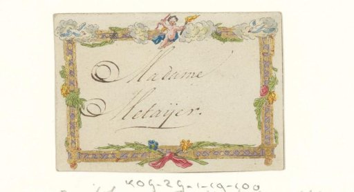 Calling card for Madame Metayer