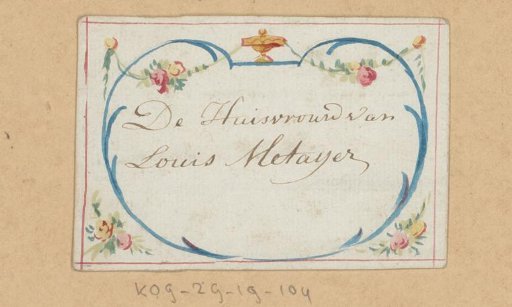 Wedding card for 'The Wife of Louis Metayer'