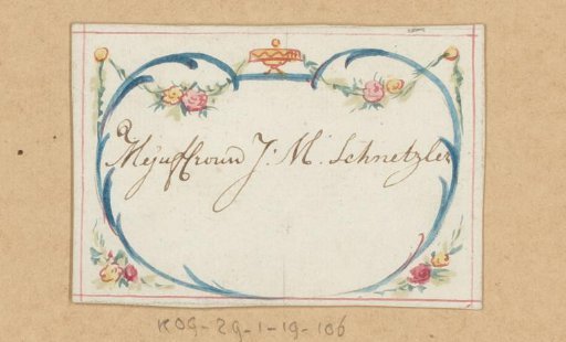 Wedding card for 'Miss J: M: Schnetzler'