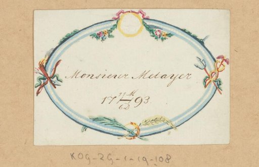 Wedding card for 'Monsieur Metayer'
