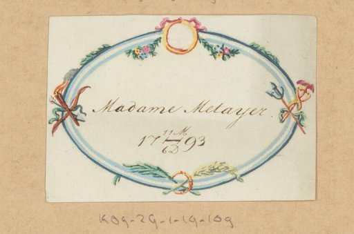 Wedding card for 'Madame Metayer'