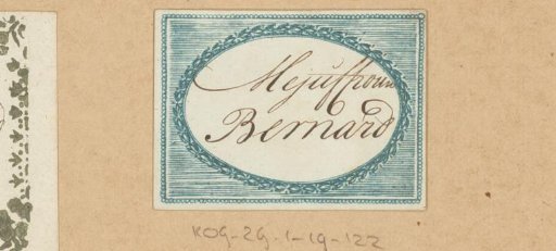 Calling card for 'Miss Bernard'
