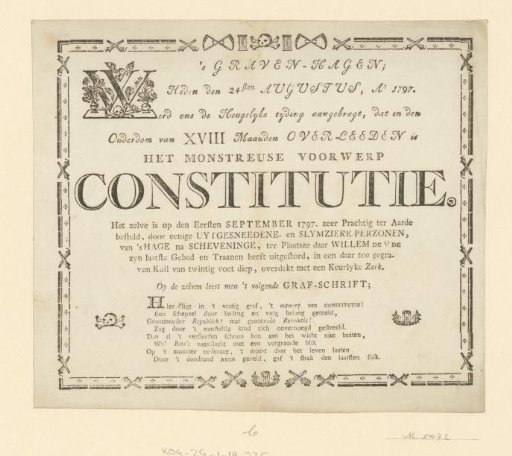 Funeral Card for the Constitution, 1797
