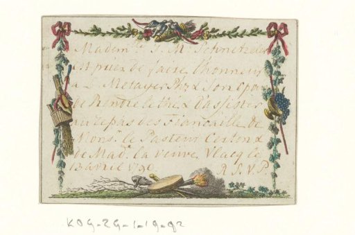 Invitation to Mademoiselle J.M. Schnetzler