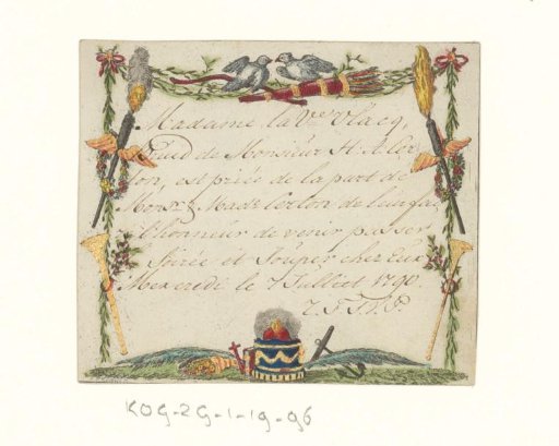 Invitation from Madame la veuve Vlacq and Mr. H.A. Certon