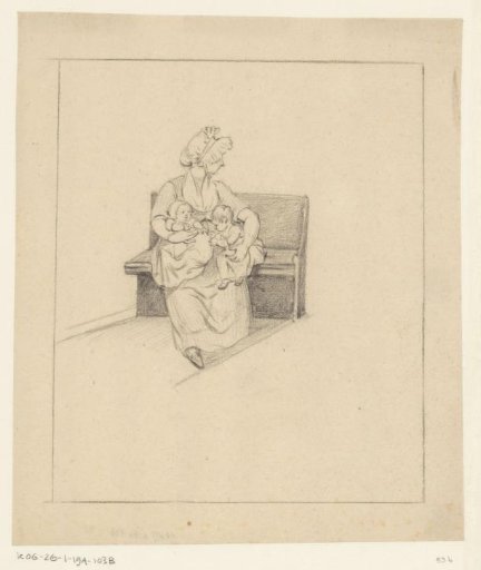 Mother with two children on her lap
