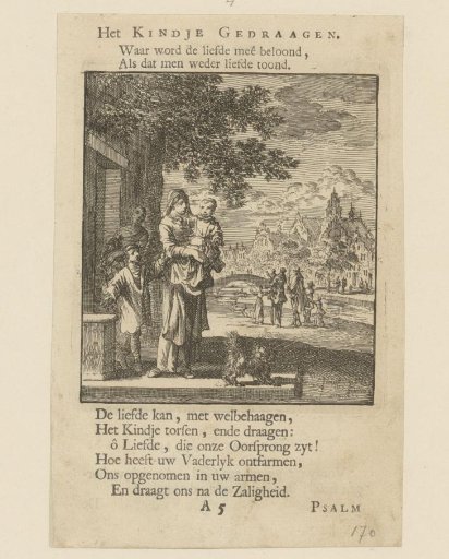 Child carried by the mother in the open air