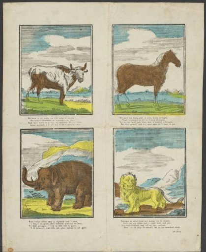 Ox, horse, elephant and lion