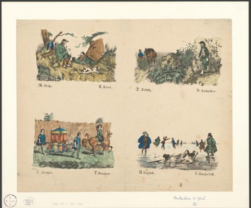 Alphabet Print with Rest, Musketeer, Carrier, and Misfortune