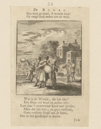 Children playing with a pig's bladder