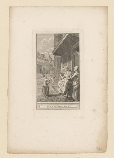 Child receiving a book from her mother