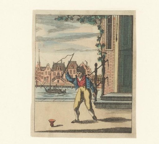 Boy Playing with a Spinning Top