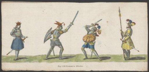 Two knights in a sword fight