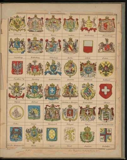 Coats of arms of various countries and regions