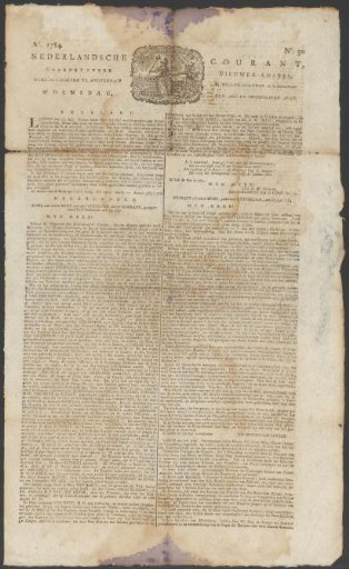 Dutch Newspaper, 28 July 1784