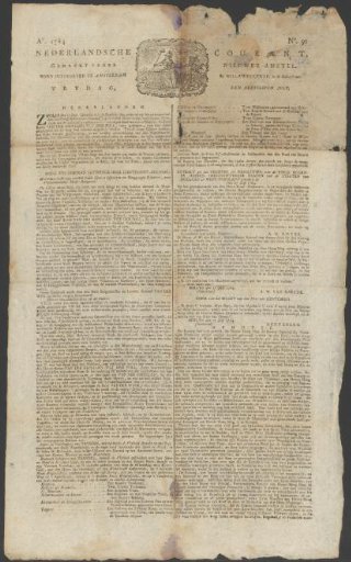 Dutch Newspaper, 30 July 1784