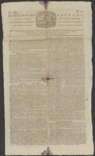 Dutch Newspaper, 22 December 1784