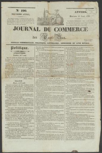 Journal du Commerce des Pays-Bas, 11 August 1830