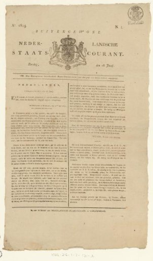 Extraordinary Dutch State Gazette, 18 June 1815