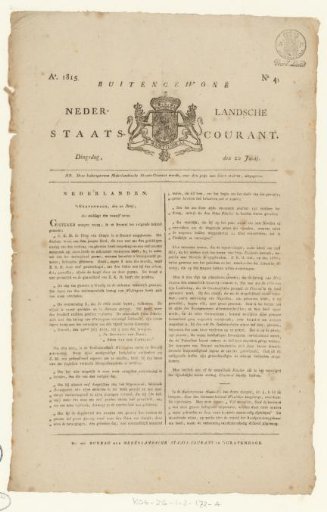 Extraordinary Dutch State Gazette, 20 June 1815